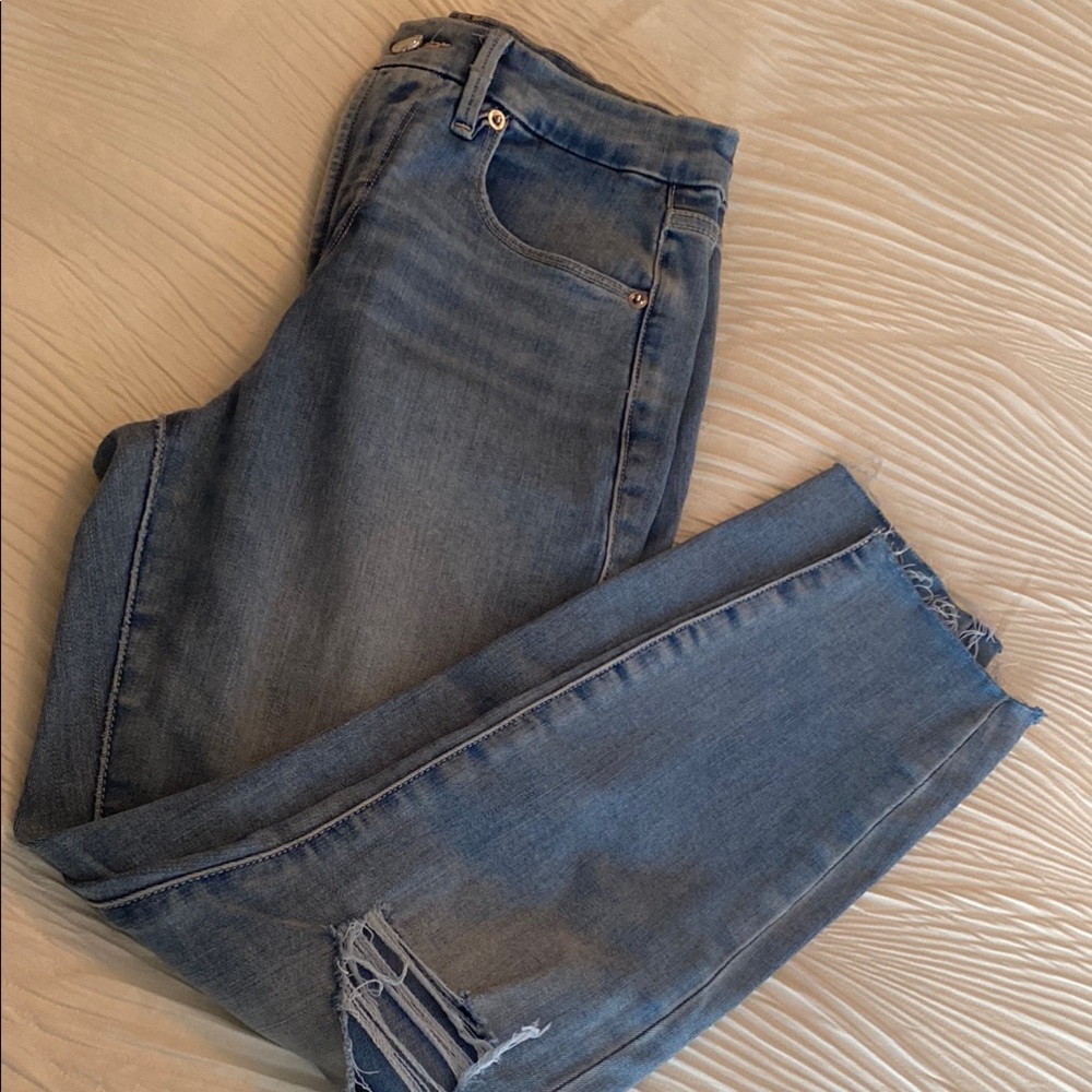 Good American light wash high waist jeans